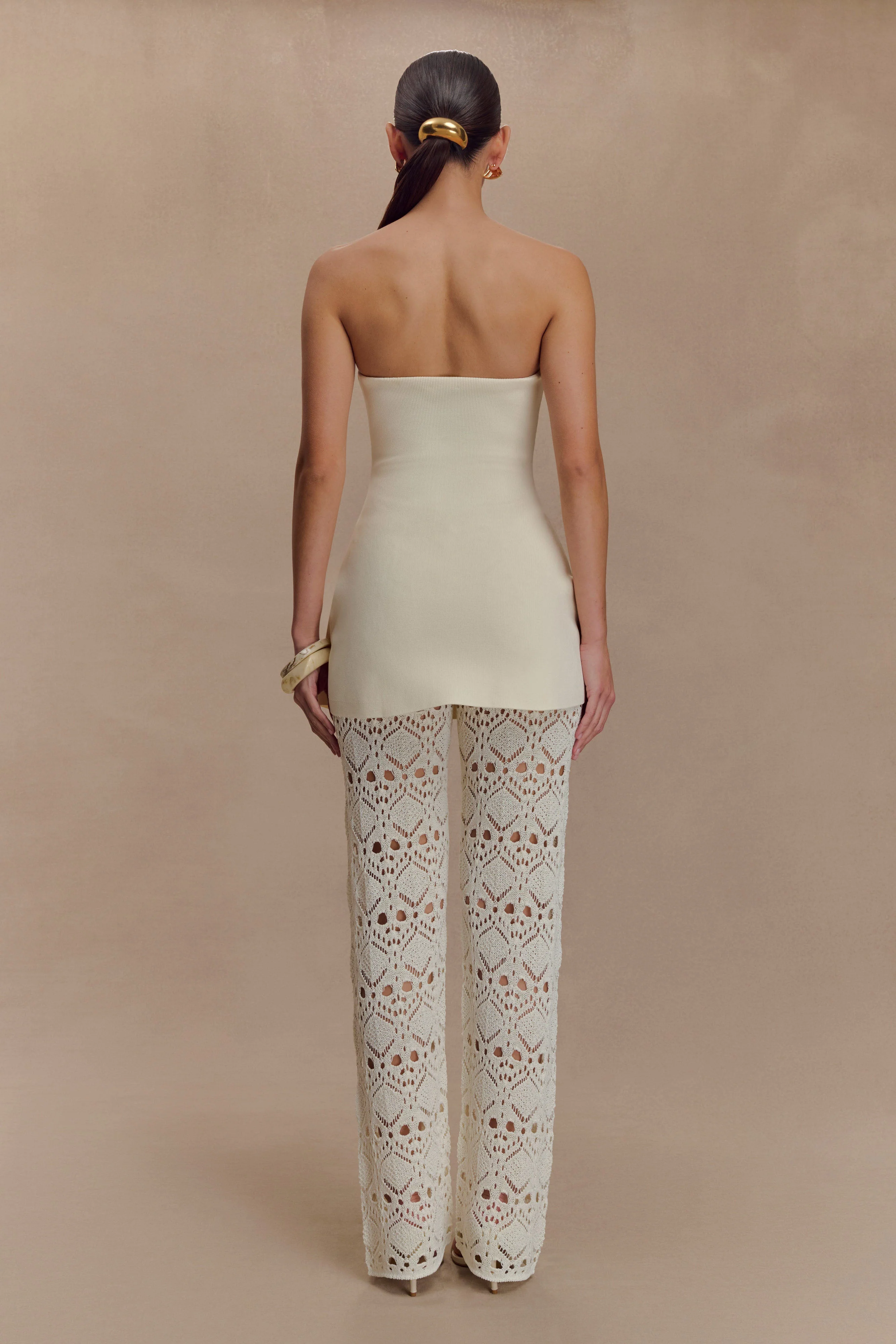 Trena Crochet Knit Pants - Ivory - Image 2