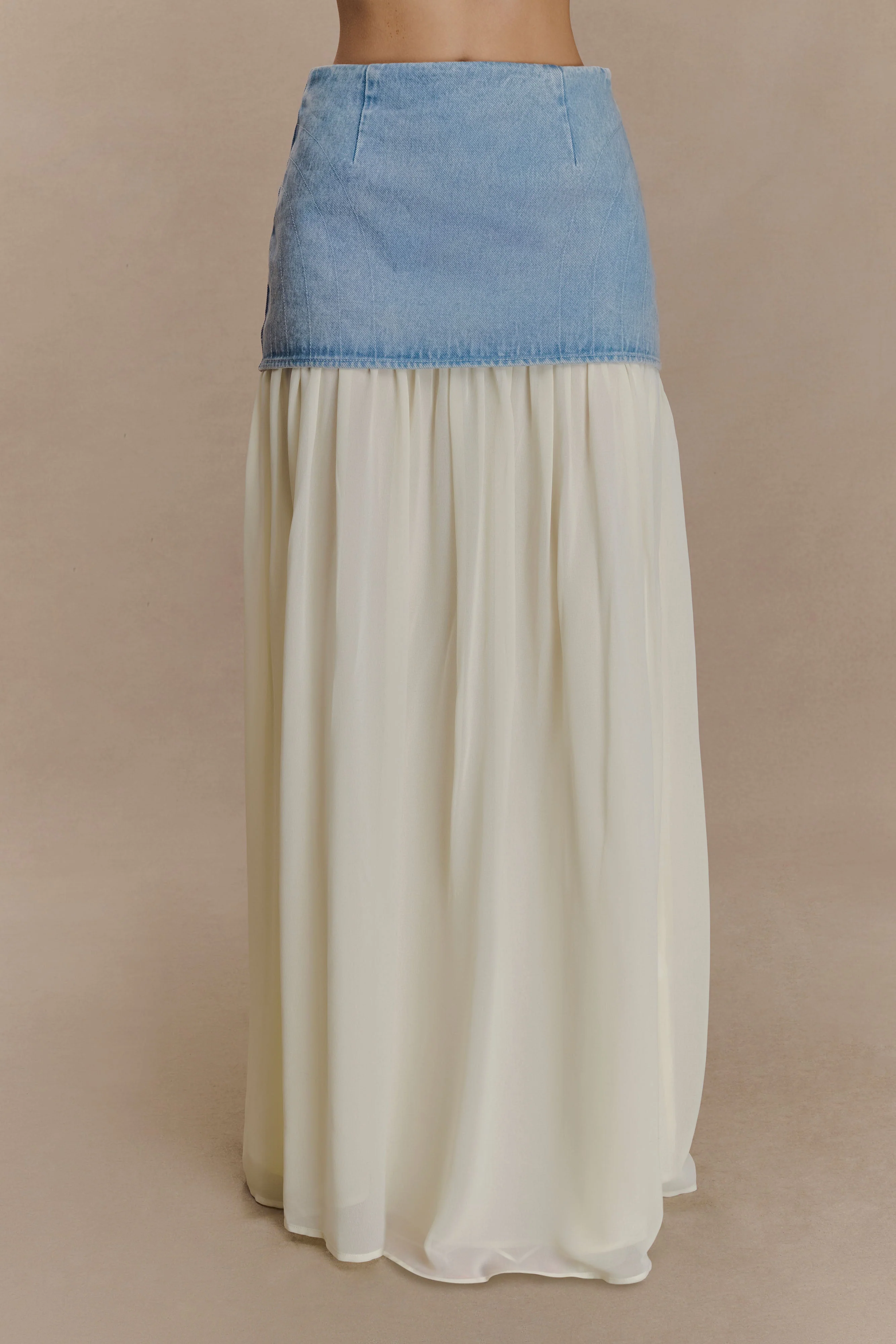 Tully Chiffon Denim Maxi Skirt - 80'S Blue - Image 5