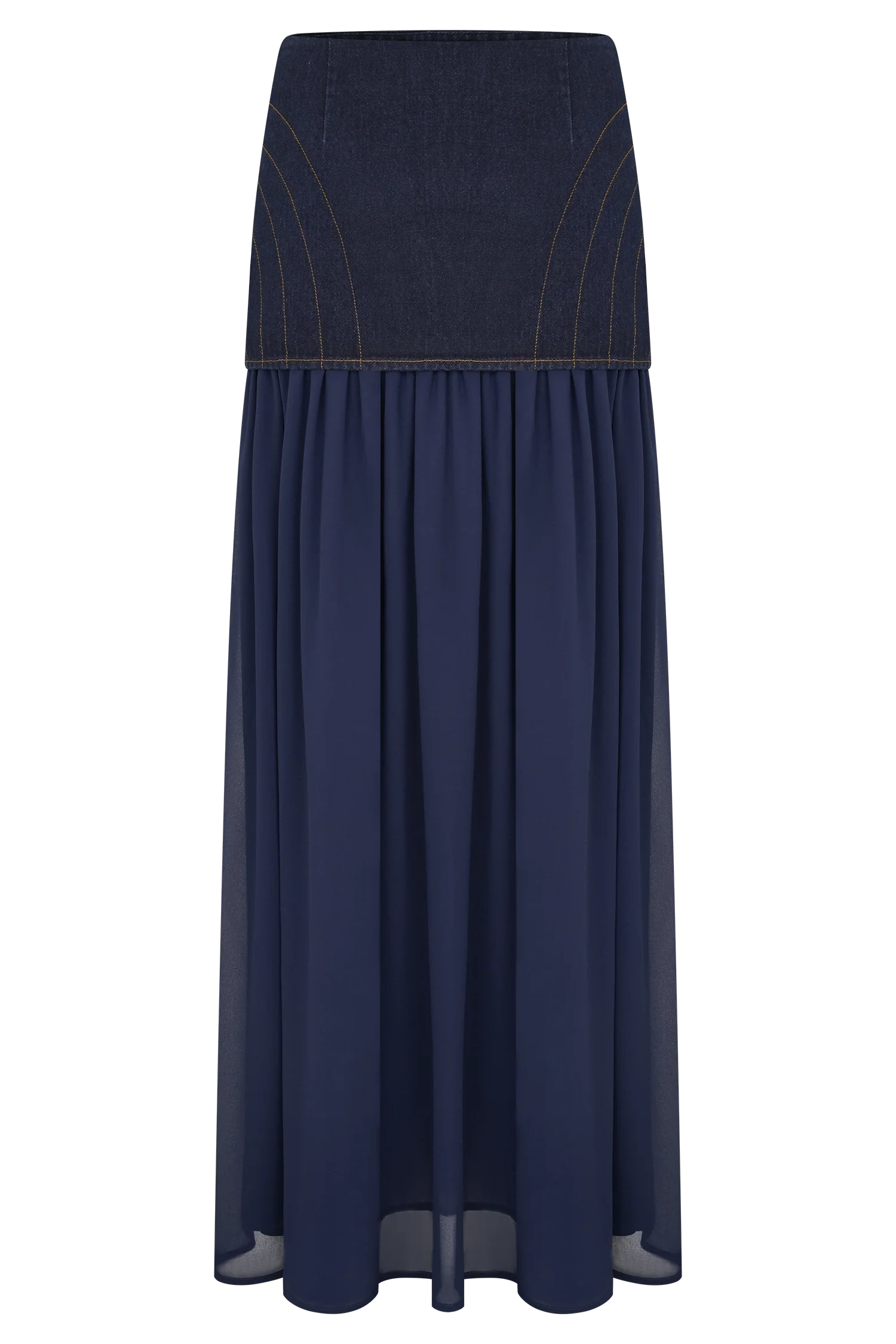 Tully Chiffon Denim Maxi Skirt - Indigo Blue - Image 6