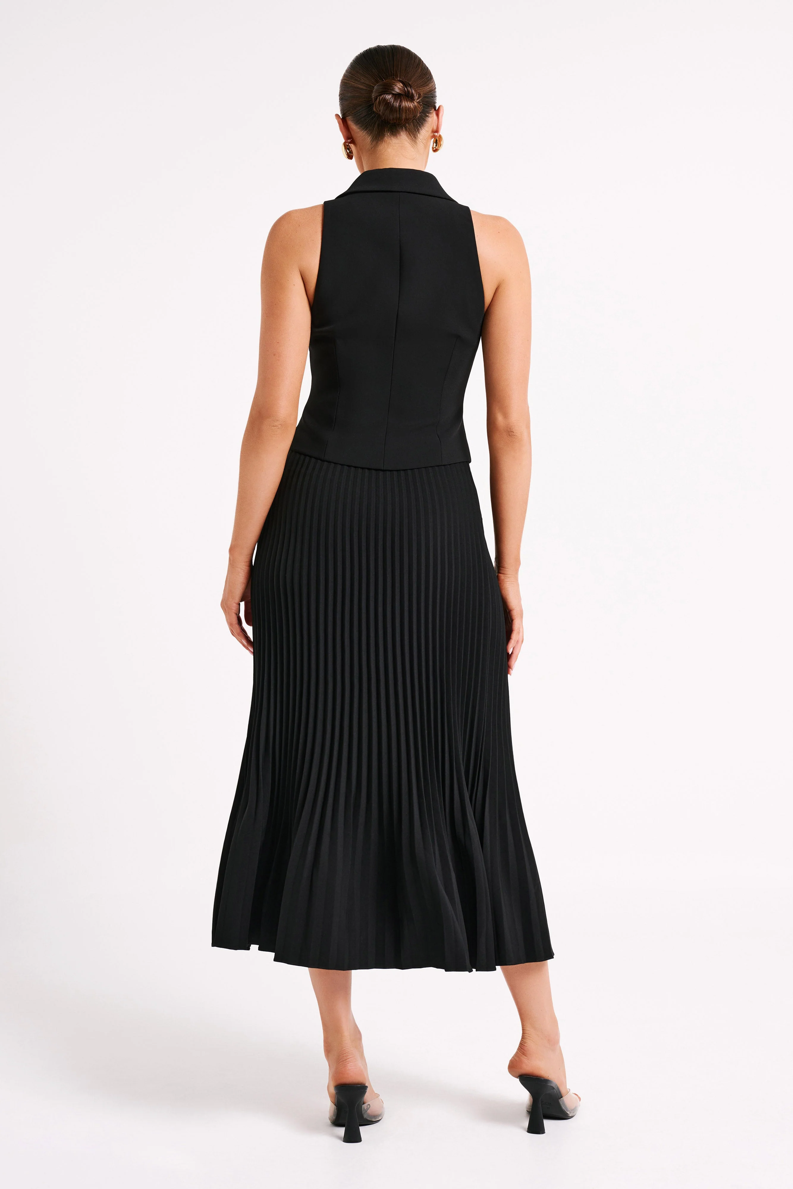 Twyla Pleated Suiting Maxi Skirt - Black - Image 5