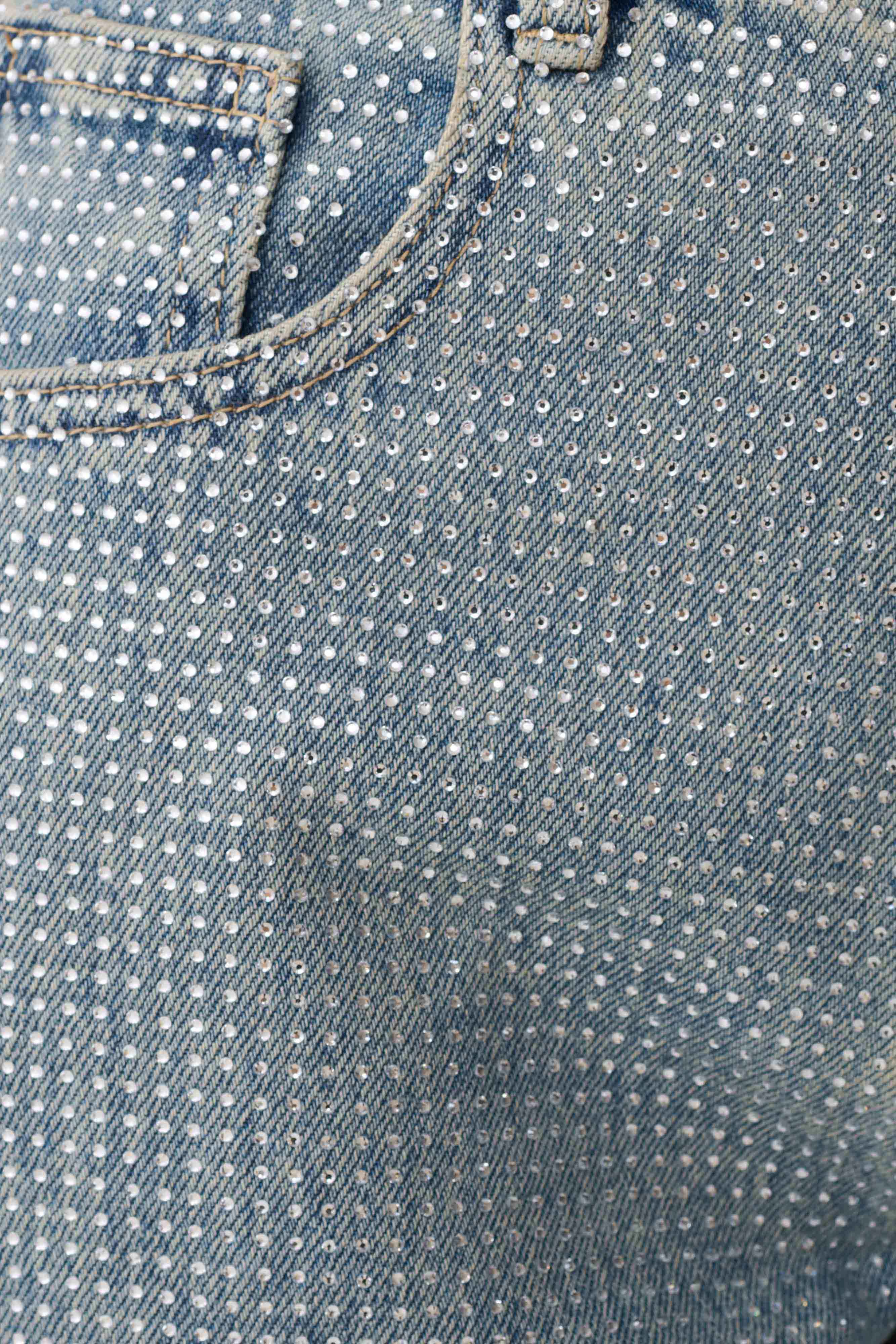 Tyla Diamante Denim Jeans - Blue/Green - Image 11