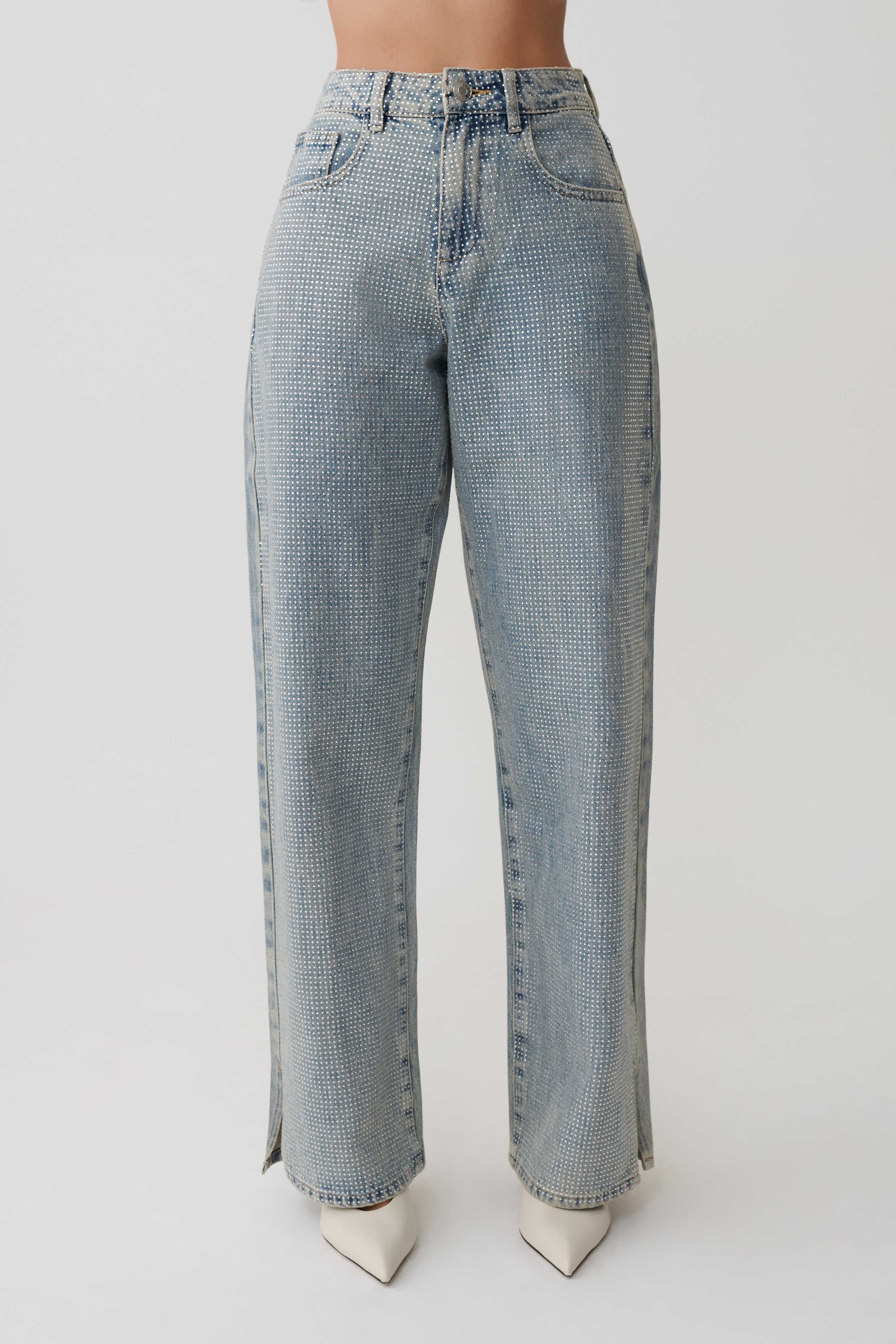 Tyla Diamante Denim Jeans - Blue/Green - Image 8