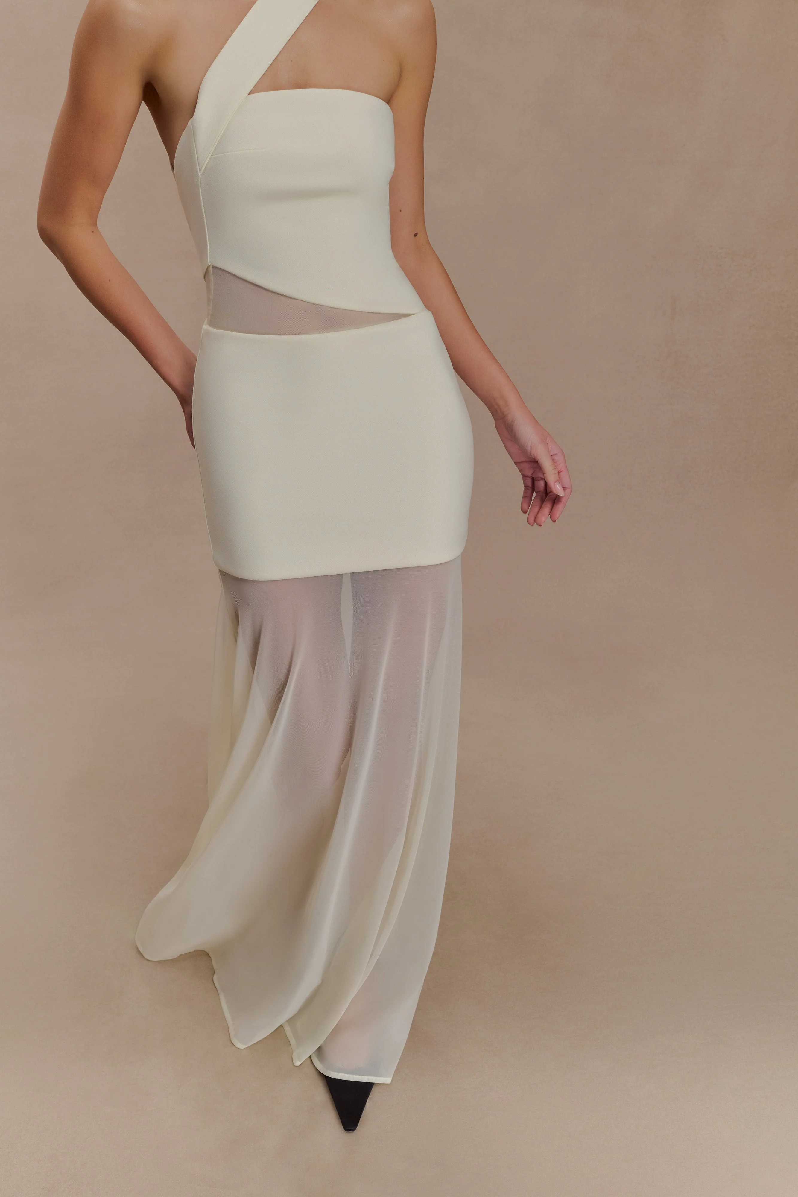 Vashti Cut Out Mesh Maxi Dress - Ivory - Image 6