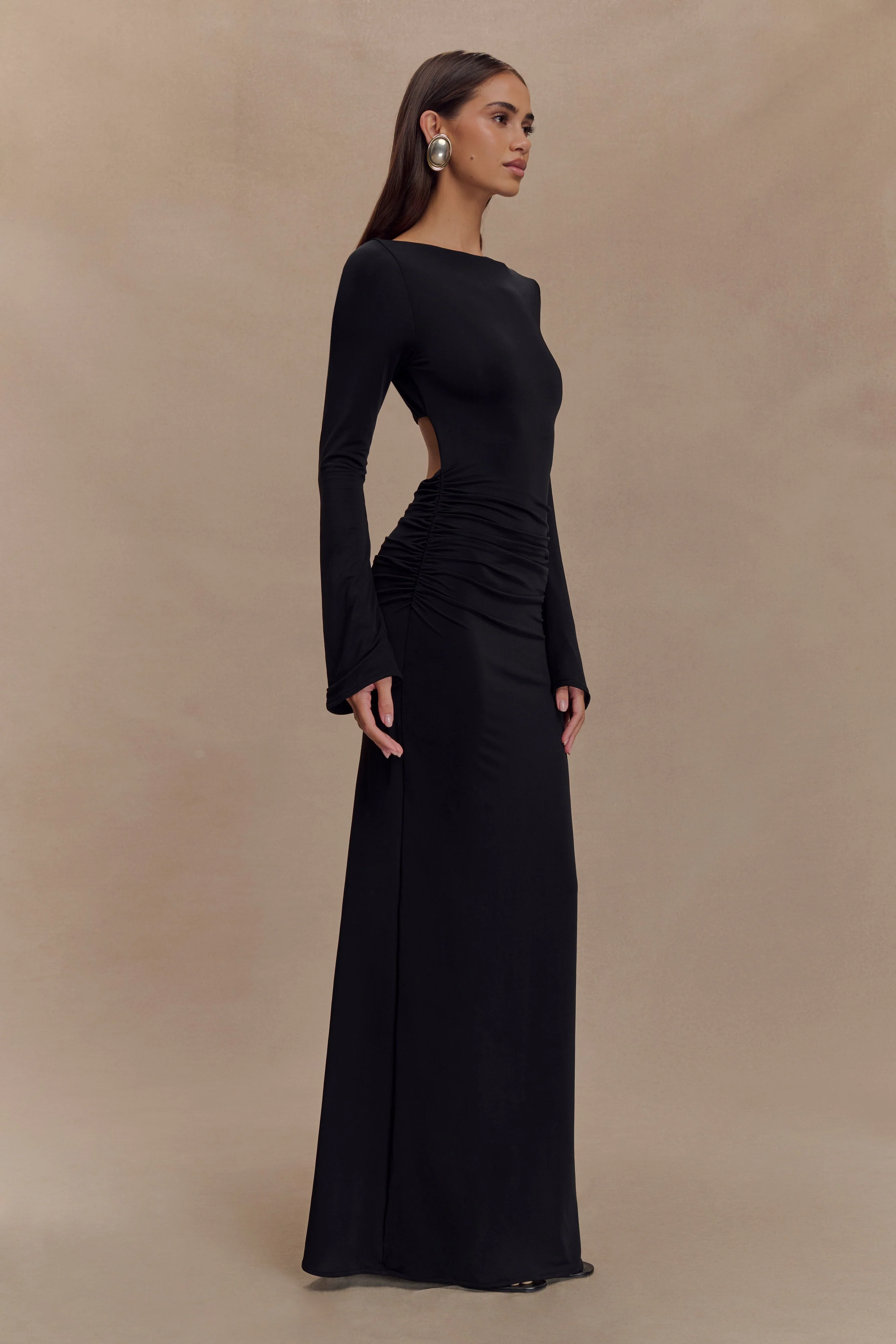 Vienna Slinky Cut Out Maxi Dress - Black - Image 6