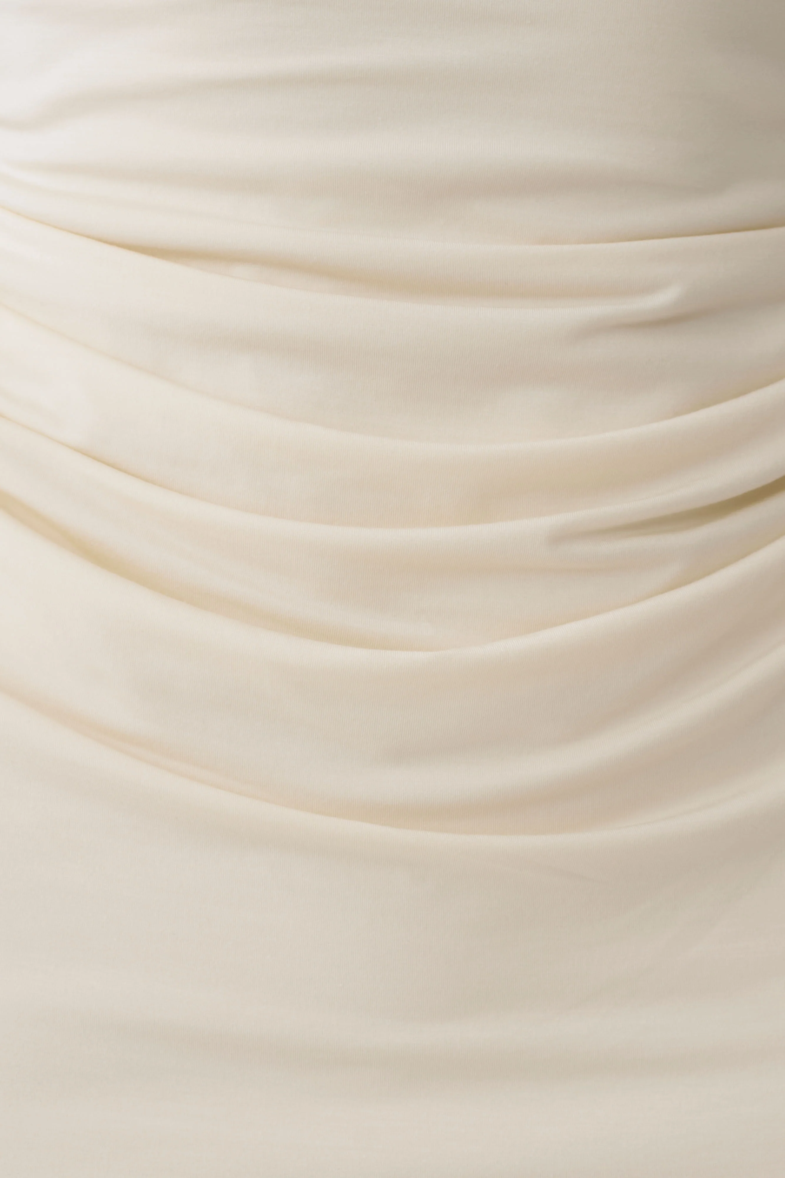 Vina Gathered Jersey Midi Dress - Ivory - Image 8