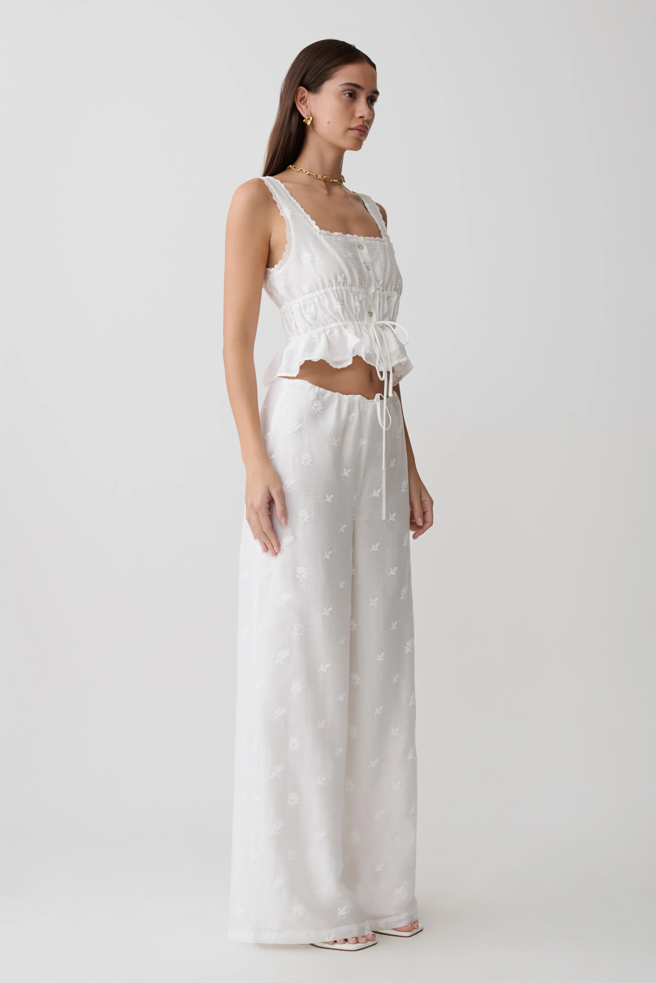 Vivian Embroidered Sleeveless Top - White - Image 4