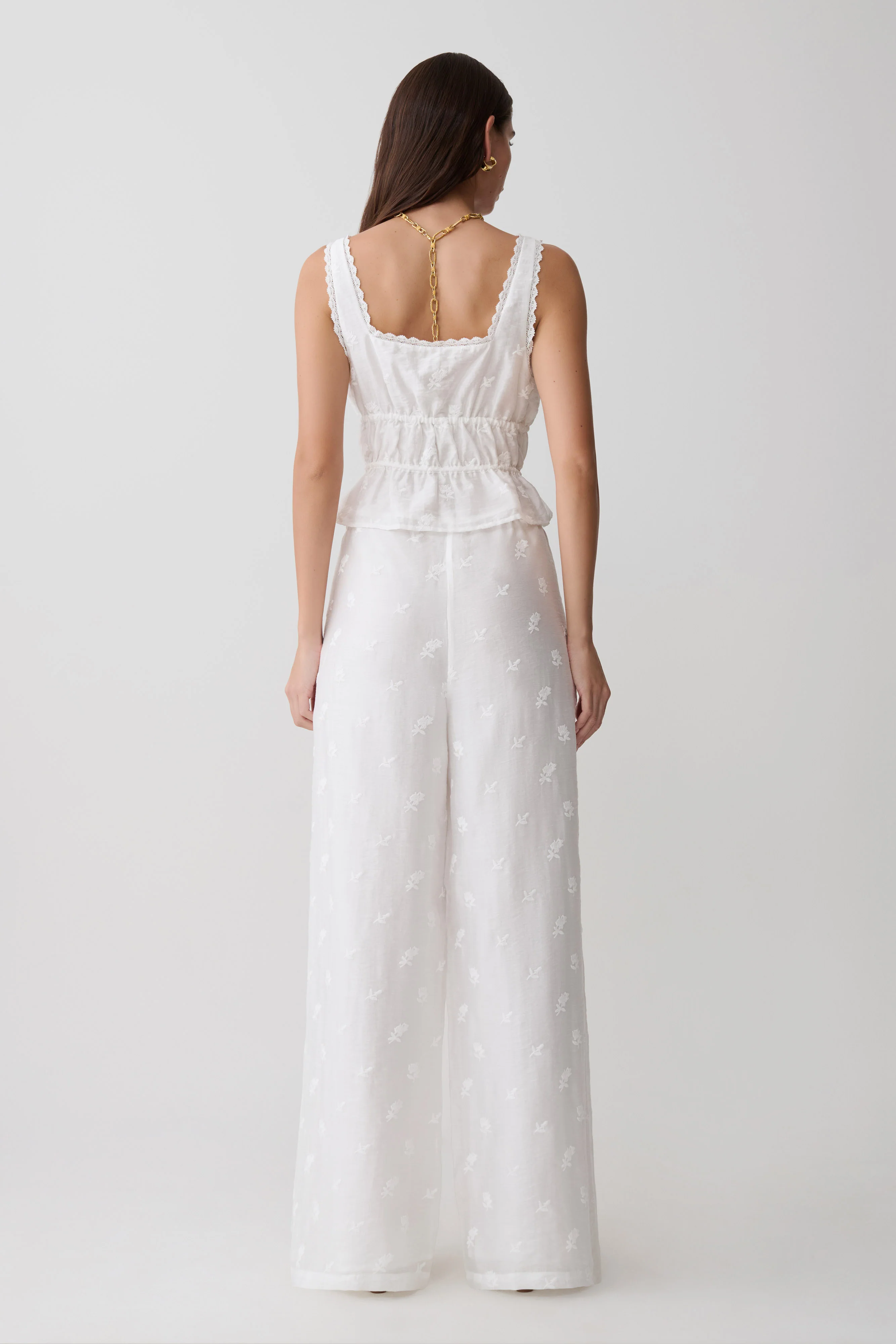 Vivian Embroidered Sleeveless Top - White - Image 5