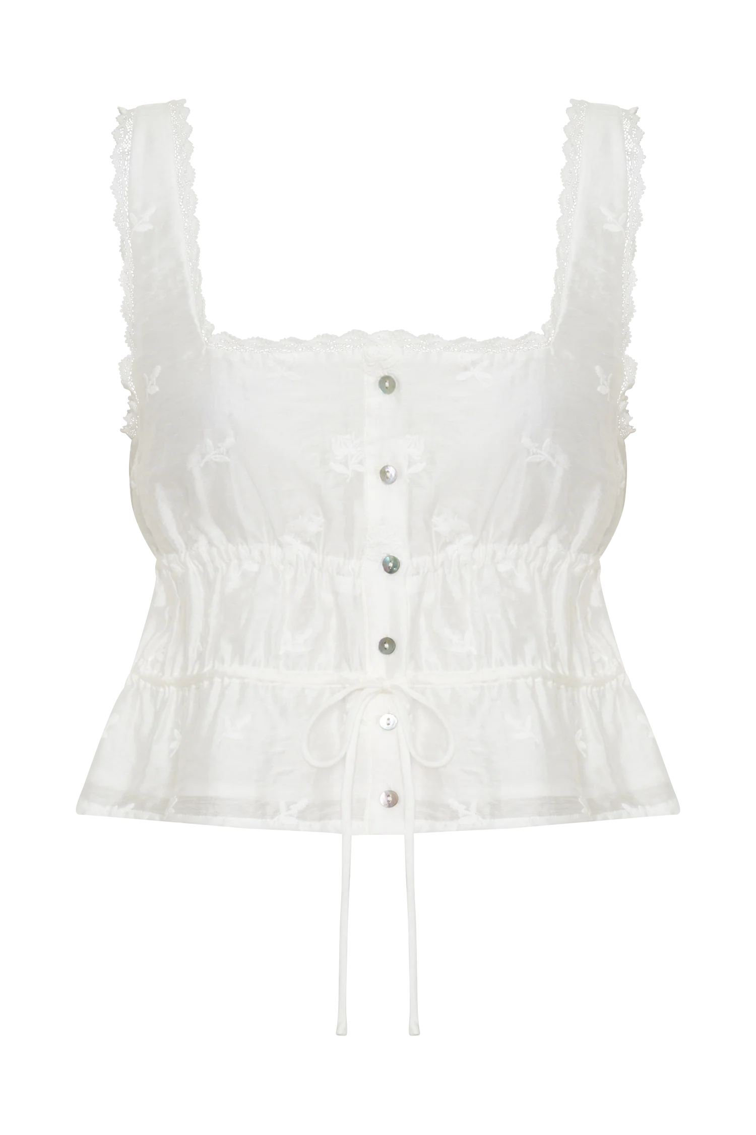 Vivian Embroidered Sleeveless Top - White - Image 9