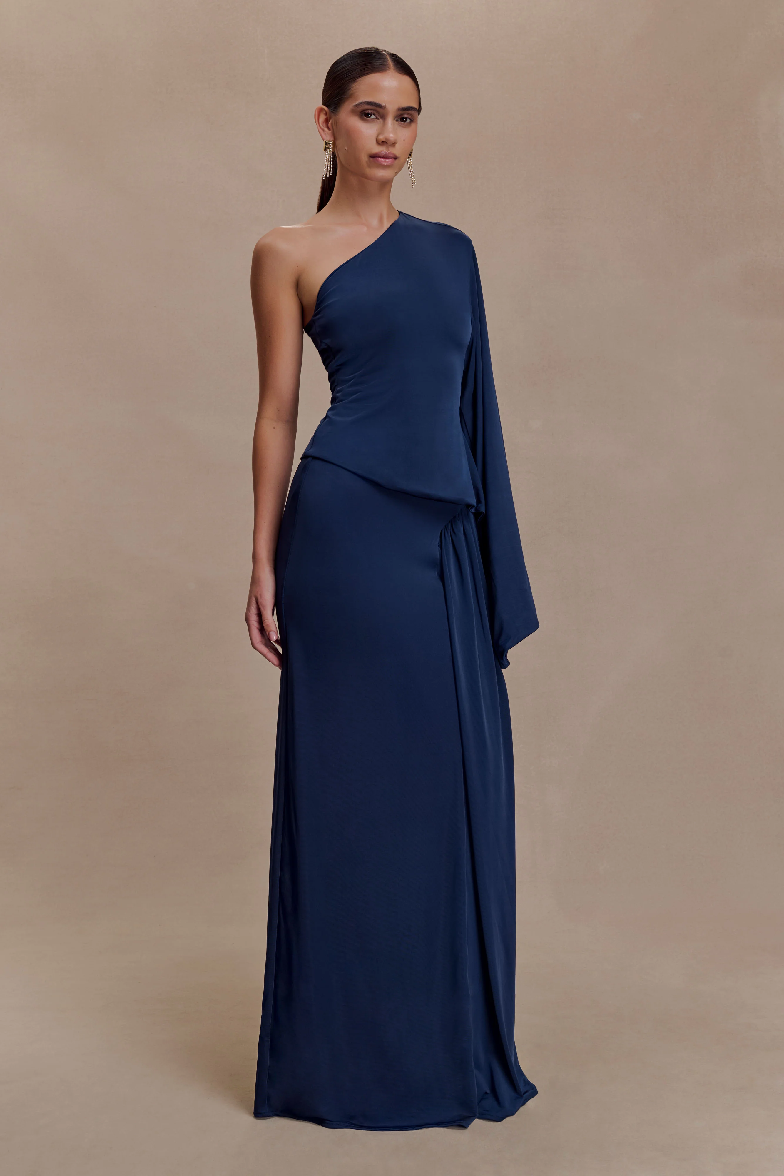 Vivica Slinky Gathered Maxi Skirt - Midnight Navy - Image 2