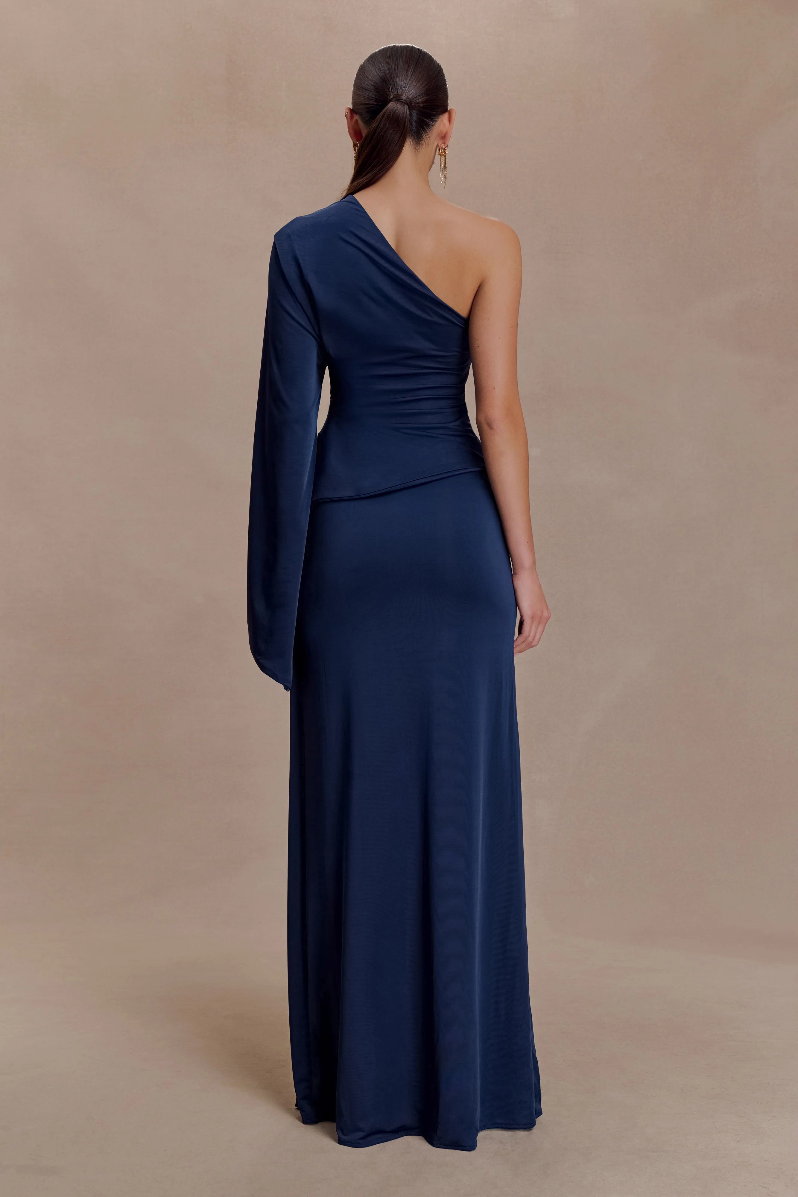 Vivica Slinky Gathered Maxi Skirt - Midnight Navy - Image 3