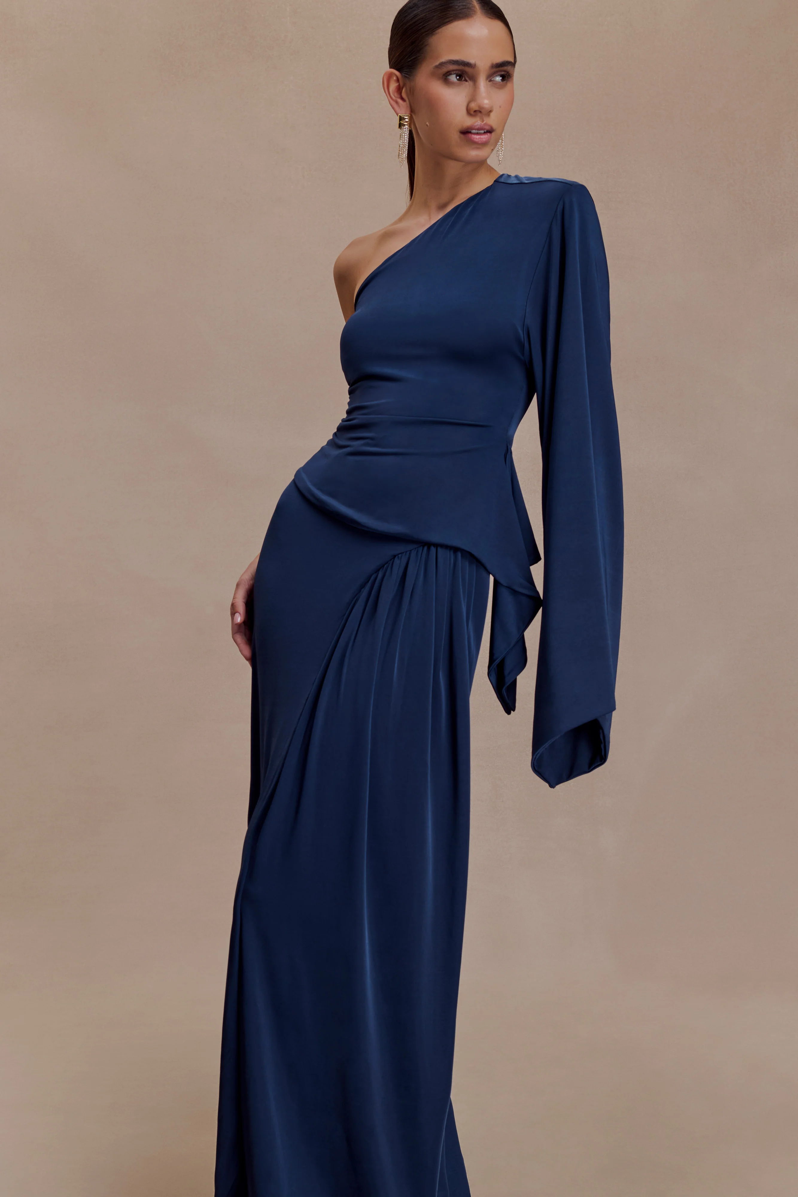 Vivica Slinky Gathered Maxi Skirt - Midnight Navy - Image 4