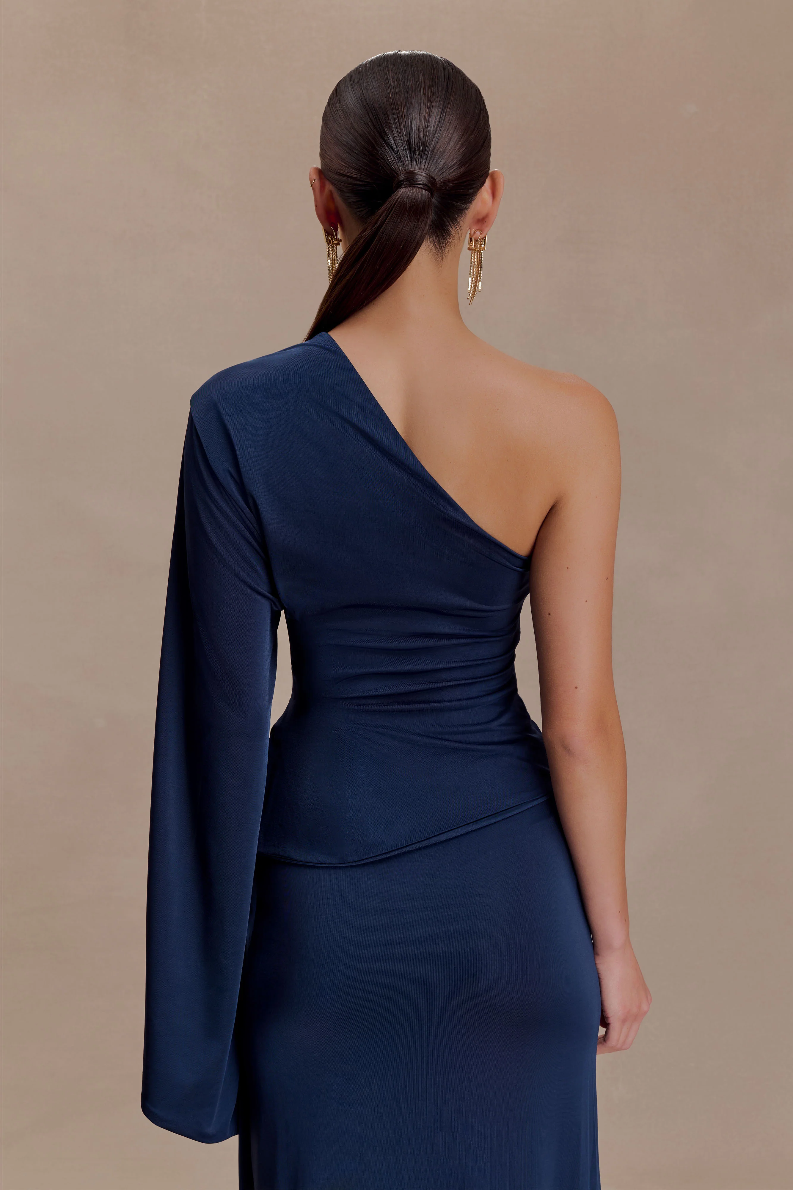 Vivica Slinky One Shoulder Top - Midnight Navy - Image 2