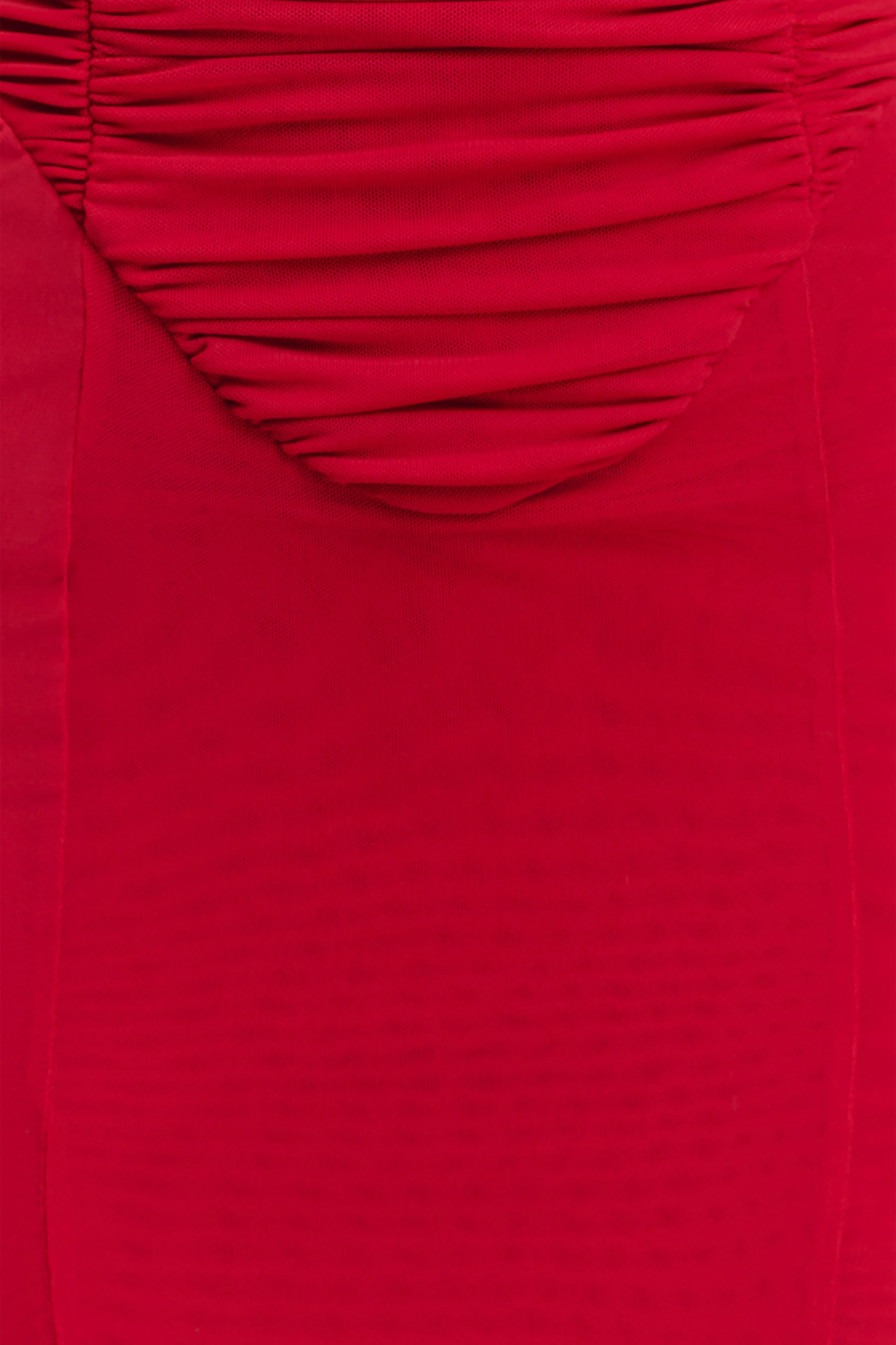 Willa Gathered Mesh Midi Dress - Ruby - Image 6