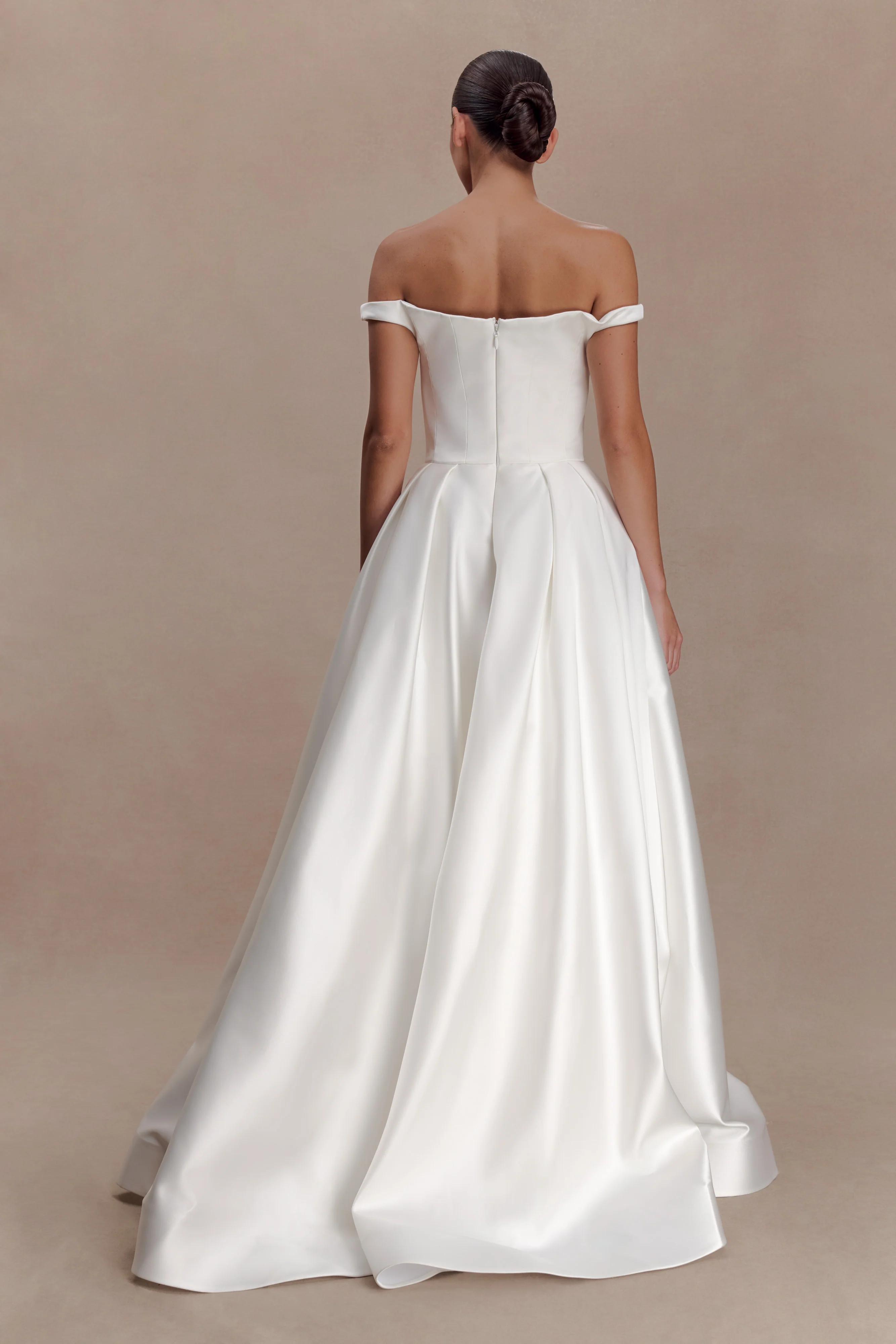 Willow Off Shoulder Satin Maxi Gown - White - Image 7