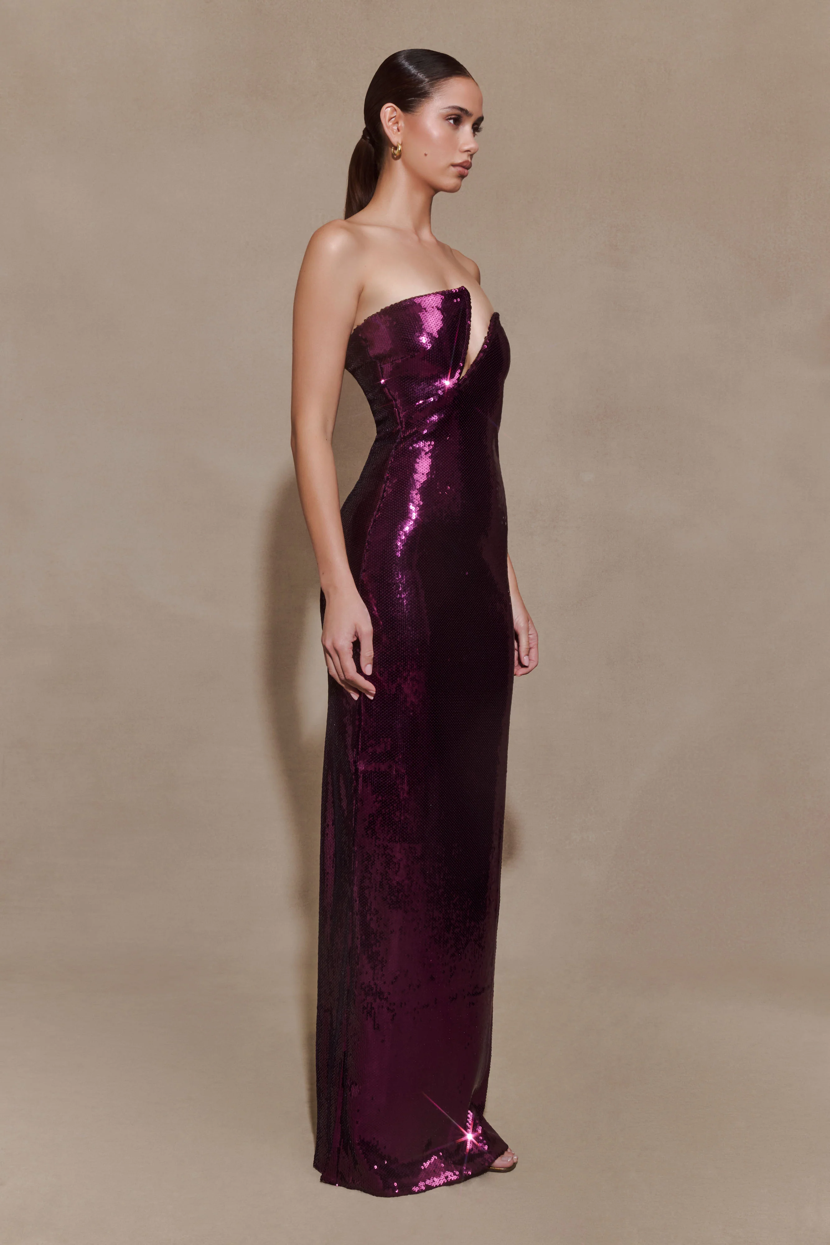 Winston Strapless Sequin Maxi Dress - Plum - Image 4