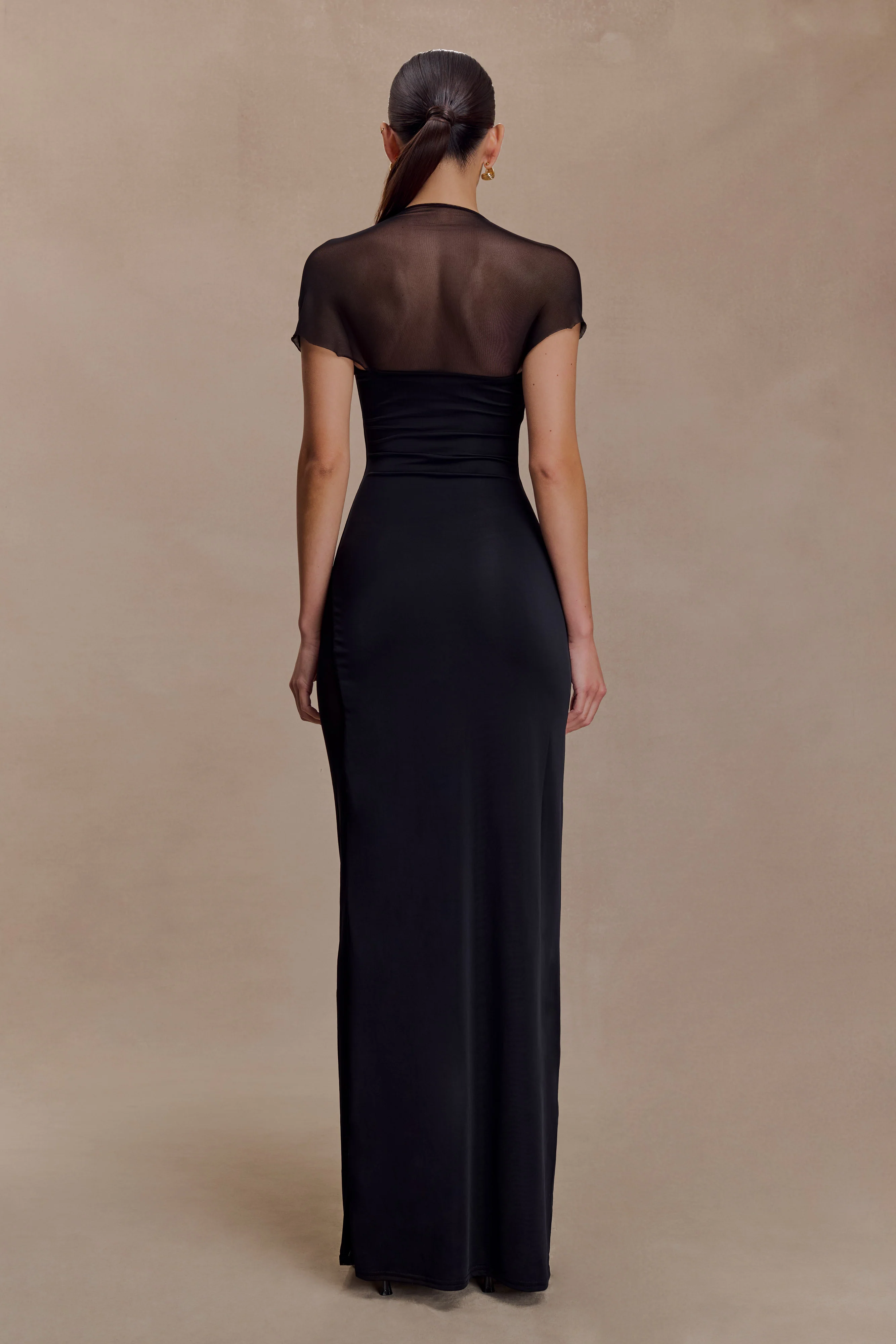 Wyatt Slinky And Mesh Maxi Dress - Black - Image 2