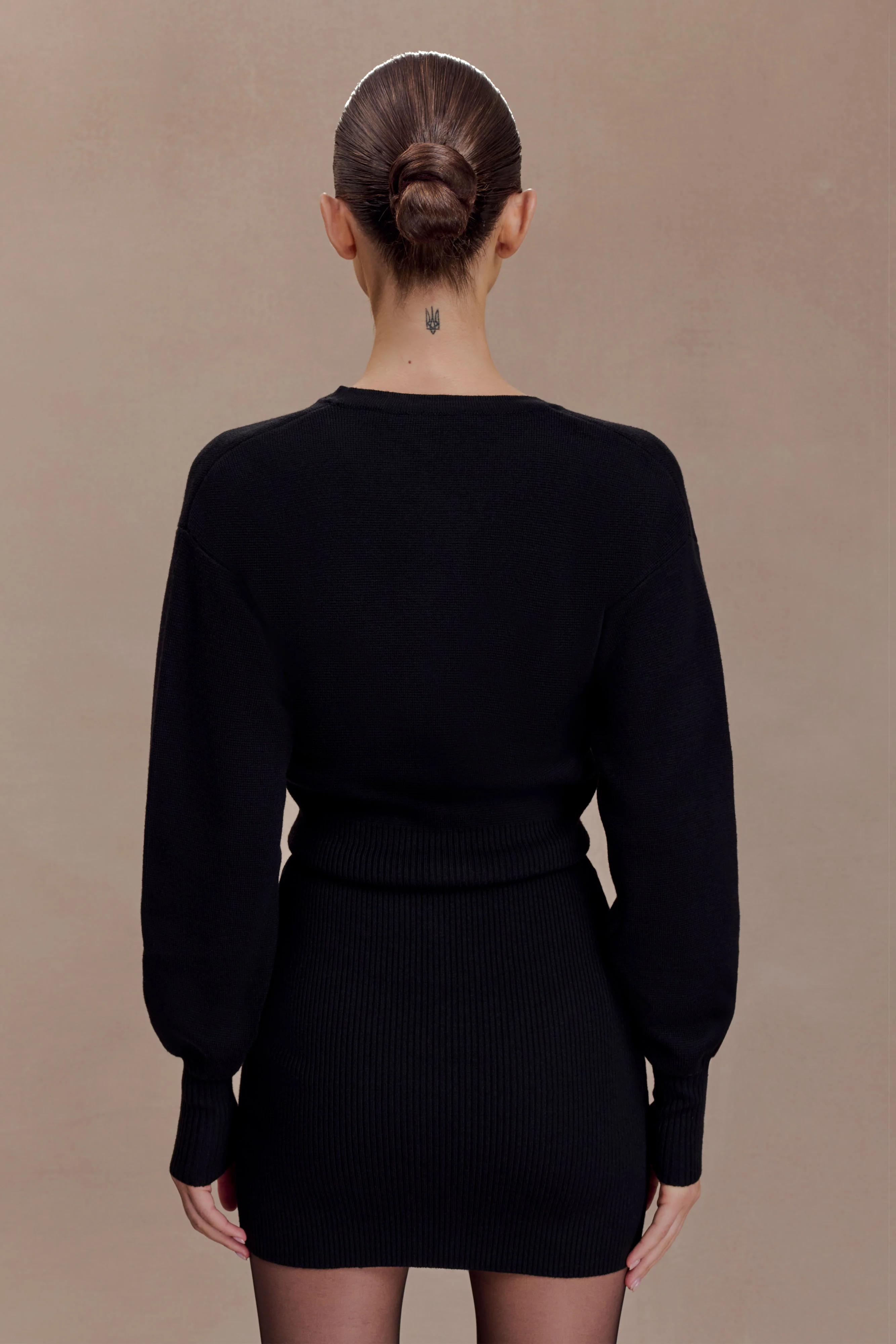 Xaden Wool Mix Knit Mini Dress - Black - Image 5