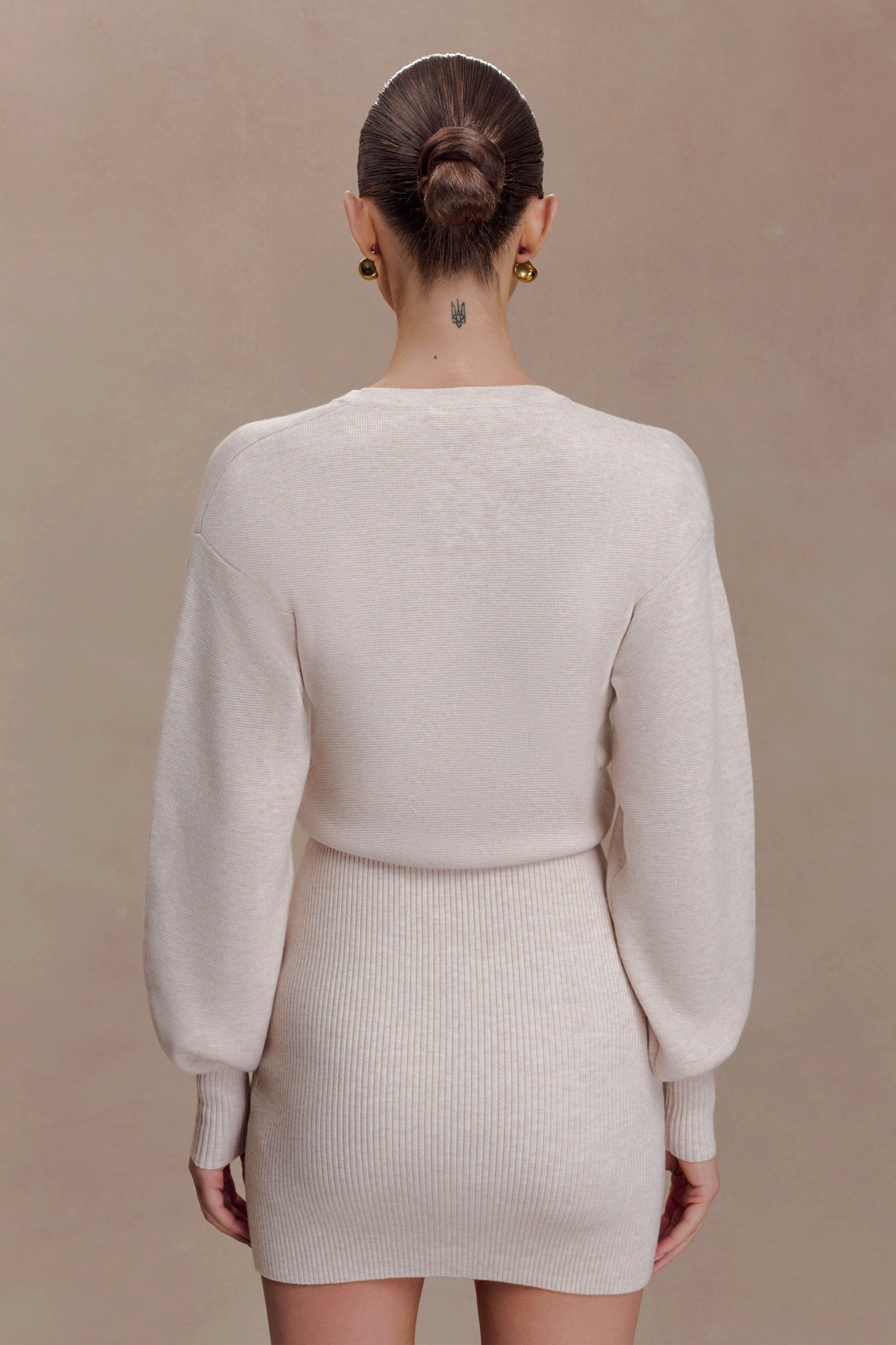 Xaden Wool Mix Knit Mini Dress - Oat Marle - Image 5