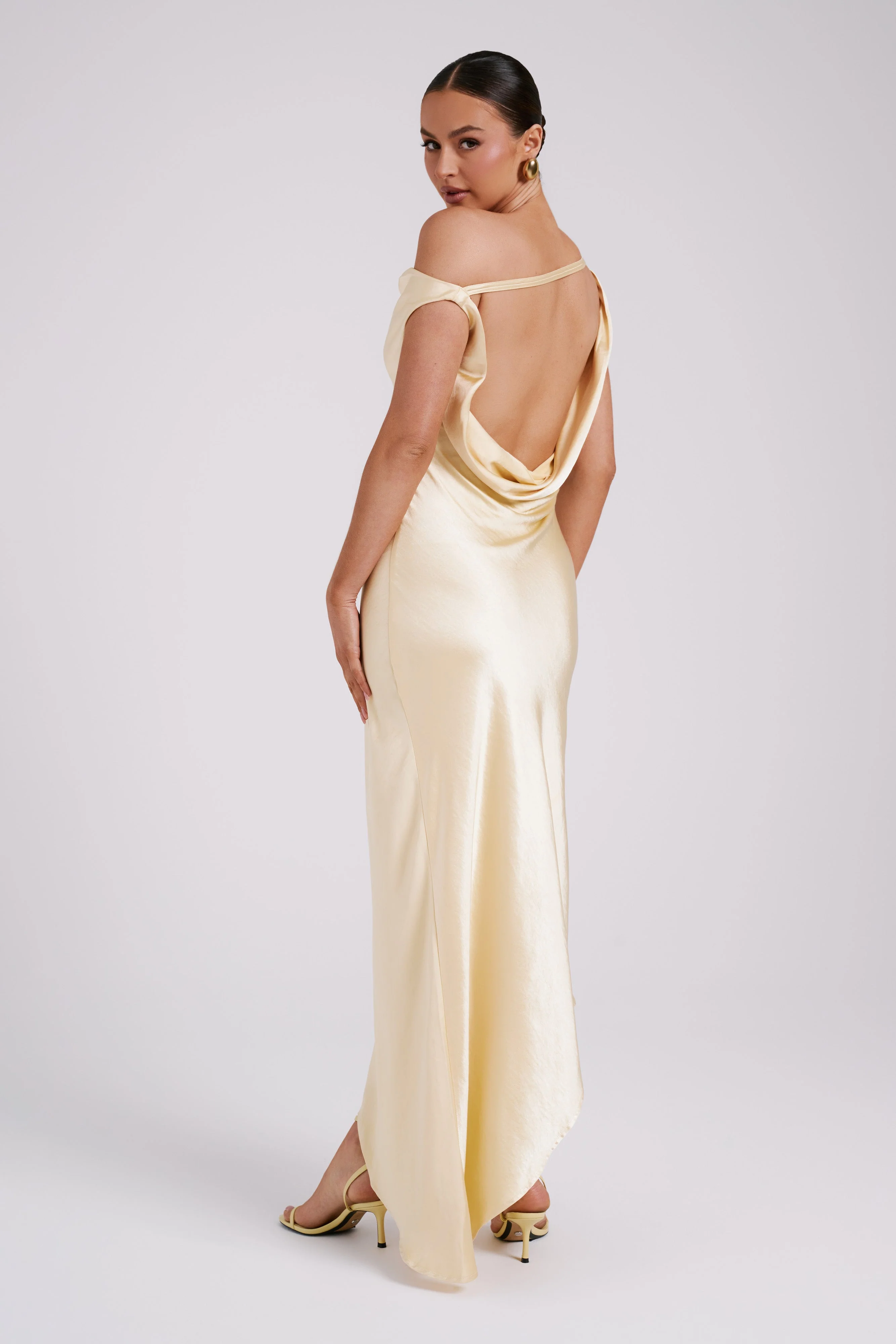 Yvette Slip Maxi Dress With Asymmetrical Hem - Butter - Image 8