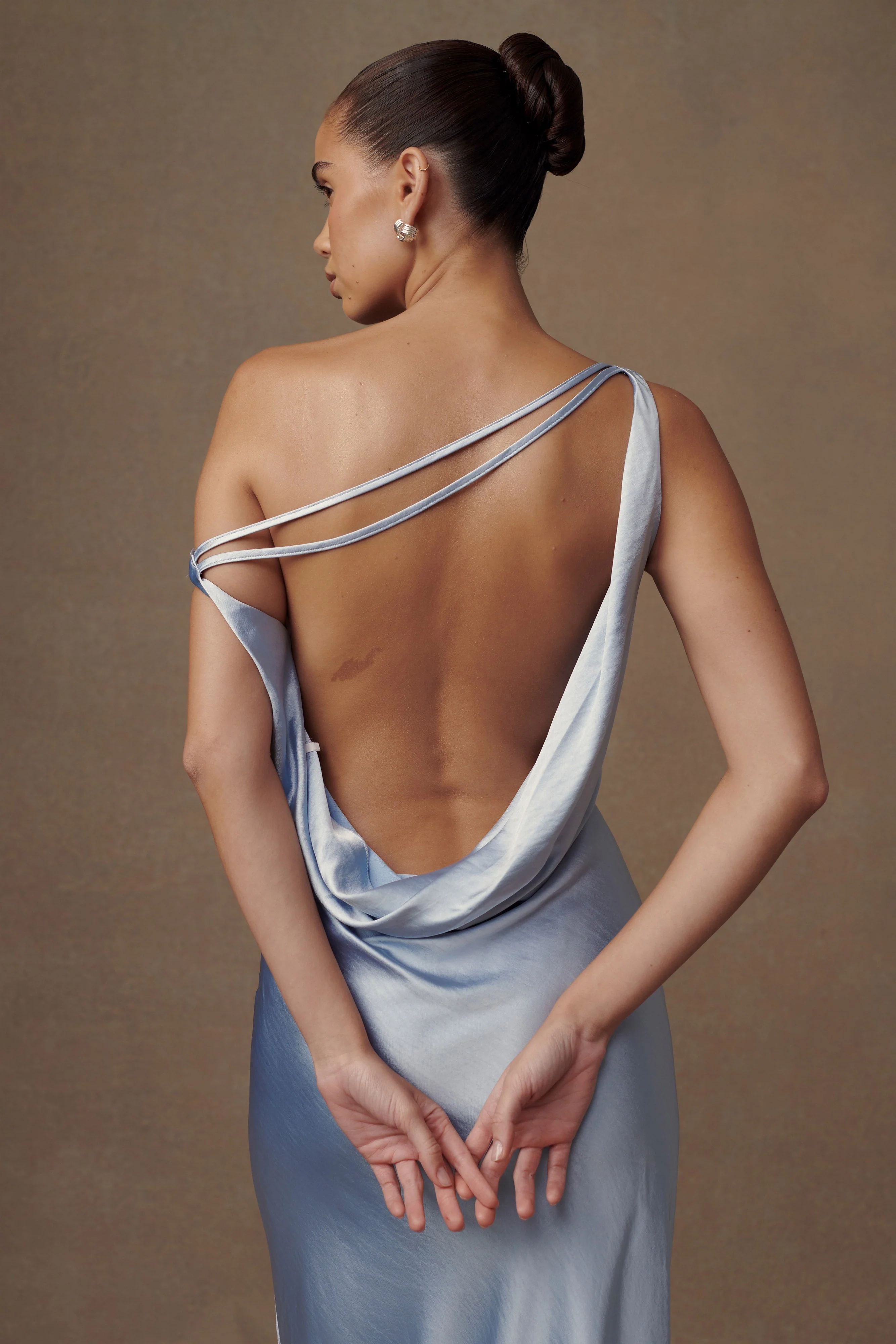 Yvette Slip Maxi Dress With Asymmetrical Hem - Cornflower Blue - Image 7