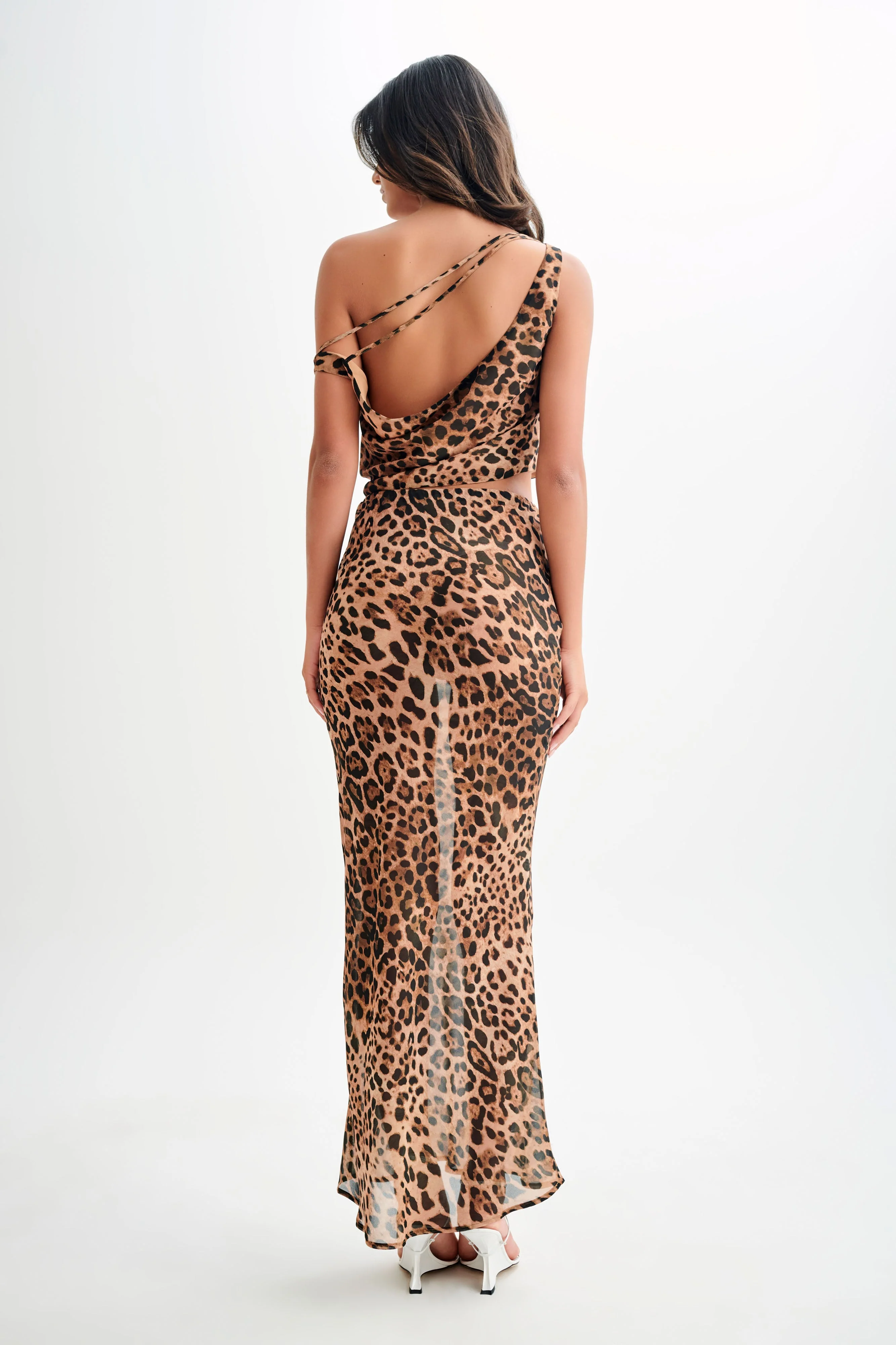 Yvonne Chiffon Maxi Skirt - Leopard Print - Image 4