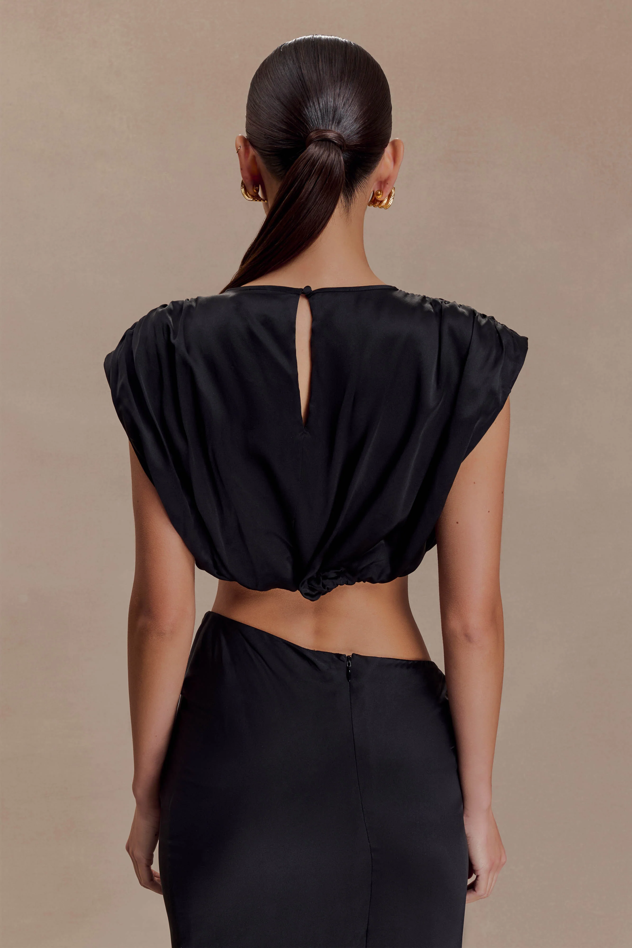 Zendaya Silk Crop Top - Black - Image 4