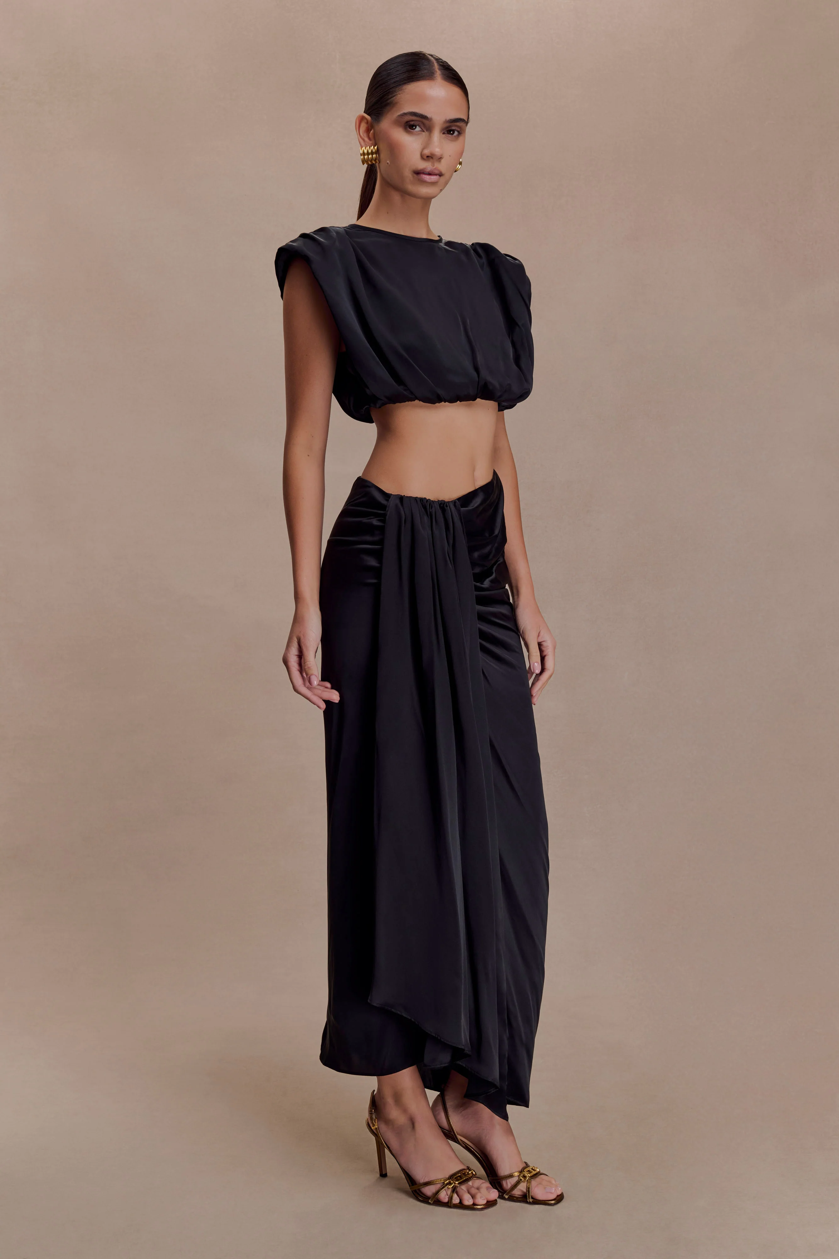 Zendaya Silk Crop Top - Black - Image 5