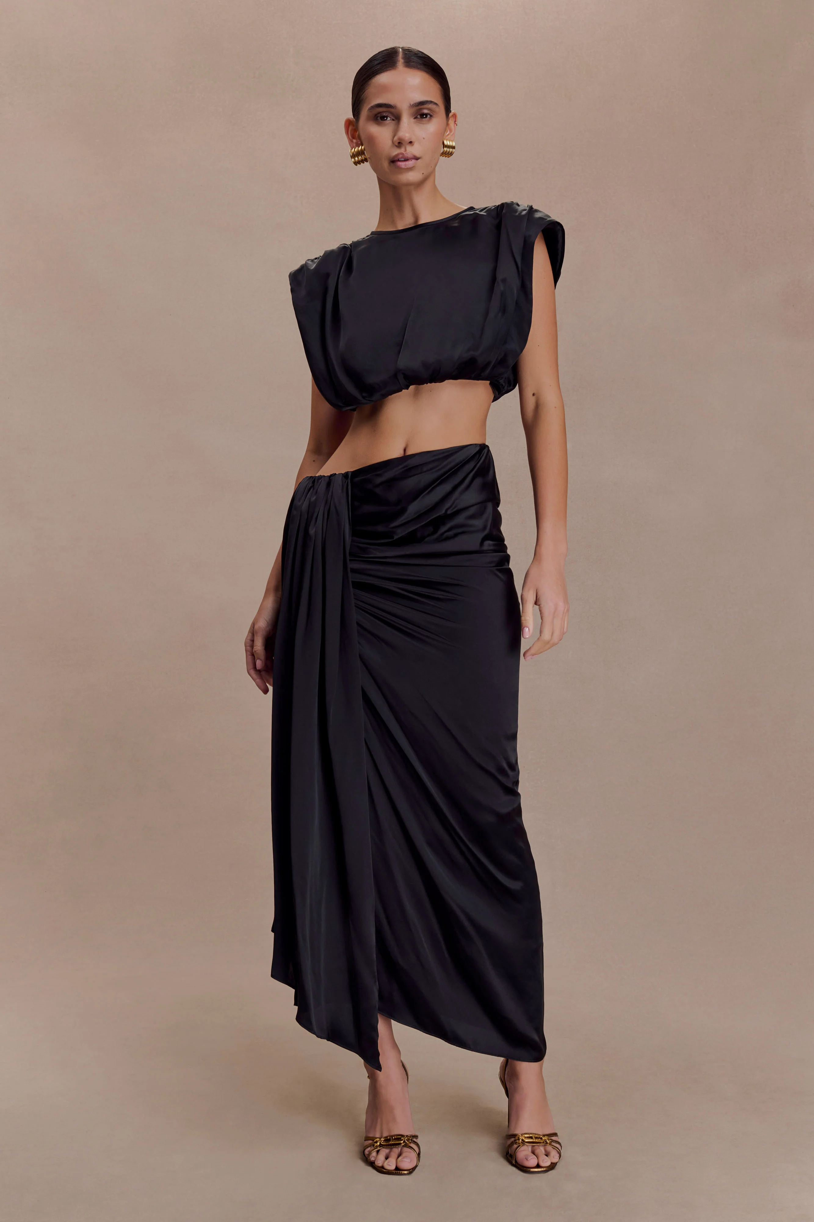 Zendaya Silk Midi Skirt - Black - Image 5